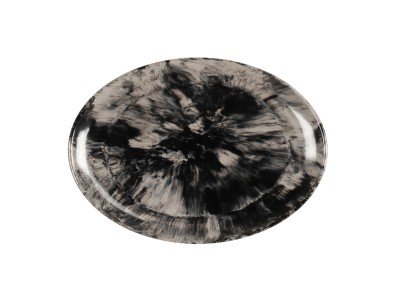 Reactive 11" Oval Melamine Platter - Black and Ivory