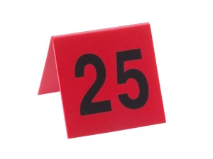 3" x 3" Red / Black Double-Sided Number Table Tents - 1 to 25