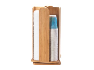 Bamboo 4-Section Revolving Cup and Lid Organizer