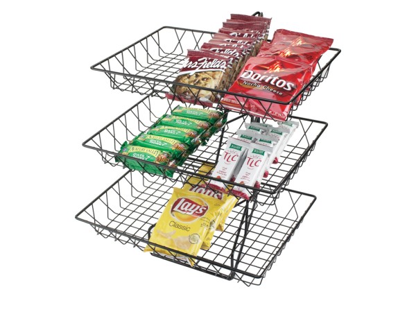 Three Tier Merchandiser with Rectangular Wire Baskets - 18