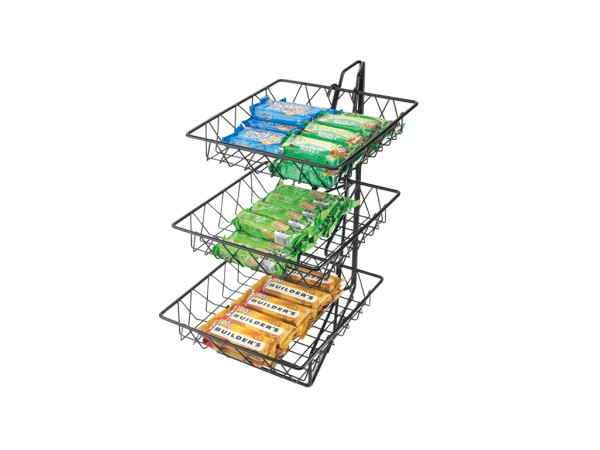 Three Tier Merchandiser with Square Wire Baskets - 12
