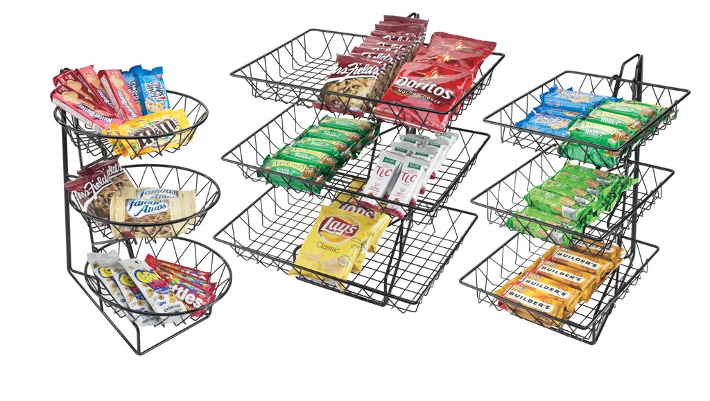 Three Tier Merchandiser with Square Wire Baskets - 12